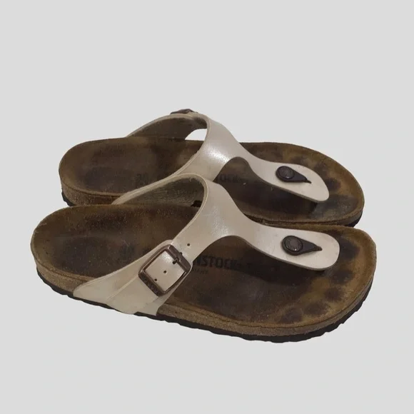 Birkenstock Sandals: Gizeh Birko-Flor Pearl White 38 L7 - Picture 2 of 10